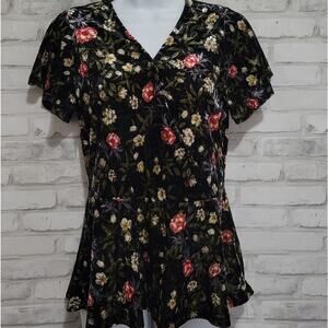 Ginger G Floral Crushed Velvet Blouse